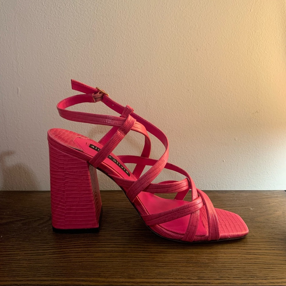 Genuine leather snake print heel from alice and olivia